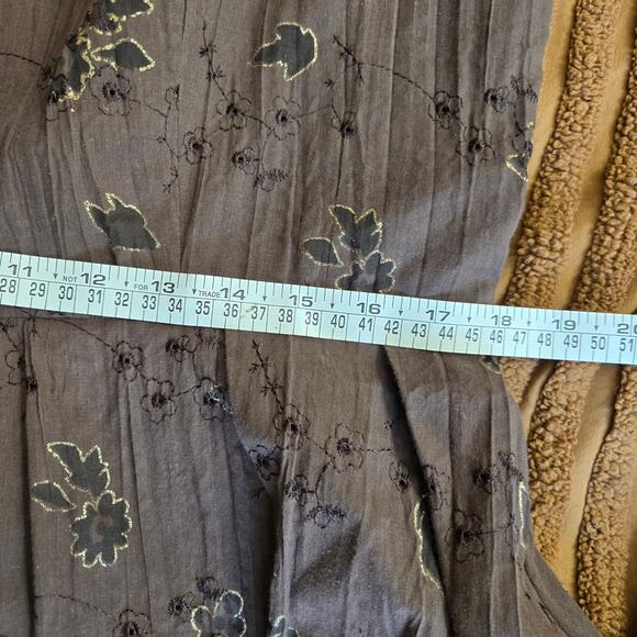 K Studio Co Vintage 90s Cottage Western Prairie Brown Embroidered Midi Dress L - Picture 11 of 12